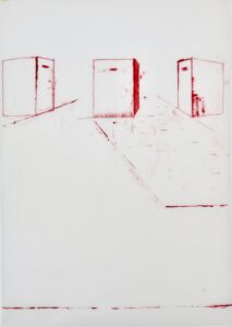Kontingenz 18, Monotypie auf Transparentpapier, 84/83,5 x 59,5 cm, 2021, Erwin Holl