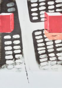 Kontingenz 20, Monotypie auf Transparentpapier, 84/83,5 x 59,5 cm, 2021, Erwin Holl
