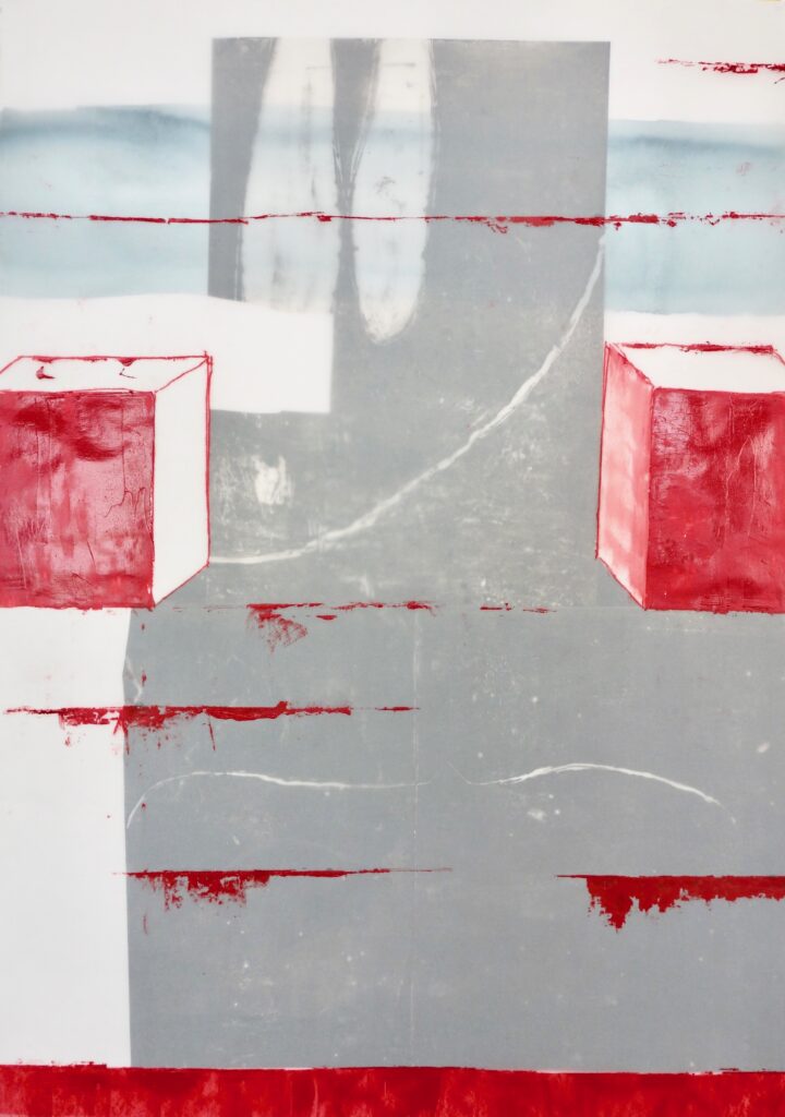 Kontingenz 21, Monotypie auf Transparentpapier, 84/83,5 x 59,5 cm, 2021, Erwin Holl