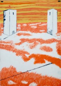Kontingenz 22, Monotypie auf Transparentpapier, 84/83,5 x 59,5 cm, 2021/22, Erwin Holl