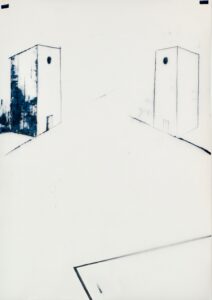 Kontingenz 23, Monotypie auf Transparentpapier, 84/83,5 x 59,5 cm, 2021/22, Erwin Holl