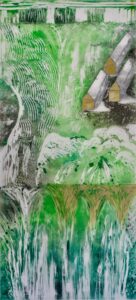 Kontingenz 24, Monotypie auf Transparentpapier, 200 x 91 cm, 2021/22, Erwin Holl