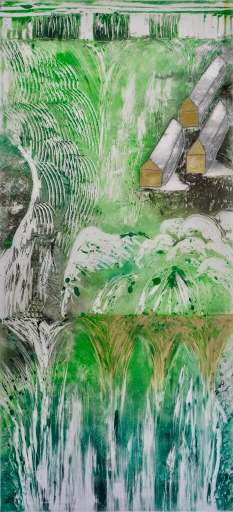 Kontingenz 24, Monotypie auf Transparentpapier, 200 x 91 cm, 2021/22, Erwin Holl