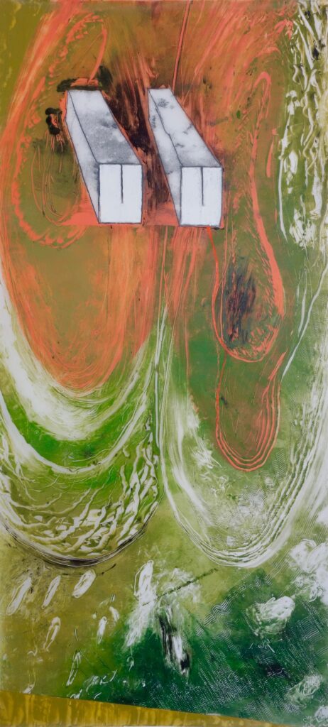 Kontingenz 25, Monotypie auf Transparentpapier, 200 x 91 cm, 2021/22, Erwin Holl