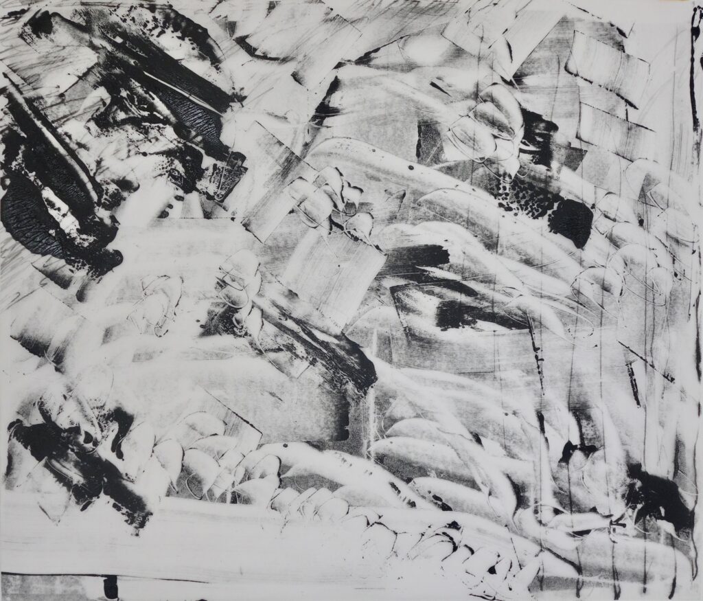 Kontingenz c, Monotypie auf Transparentpapier, 42 x 48,9 cm, 2022, Erwin Holl