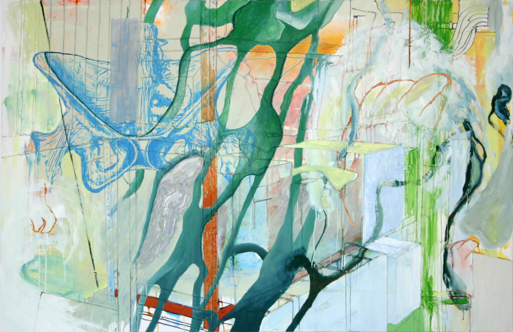 Häutung III, Acryl, Eiöltempera und Öl auf Baumwollstoff, 130 x 200cm, 2004, Erwin Holl