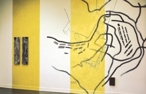 Konstellation 0192-3, Detail, Wandmalerei, Fotokopie auf Leinwand, 1992, Erwin Holl