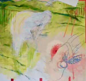 Orte IV, Acryl, Eiöltempera, Pastell und Öl auf Baumwollstoff, 190 x 200 cm, 2023, Erwin Holl