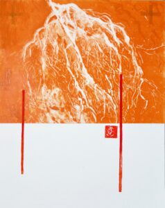 Verflechtung VIII, Versch. Materialien auf Papier und Transparentpapier, 50 x 40 cm, 2023, Erwin Holl