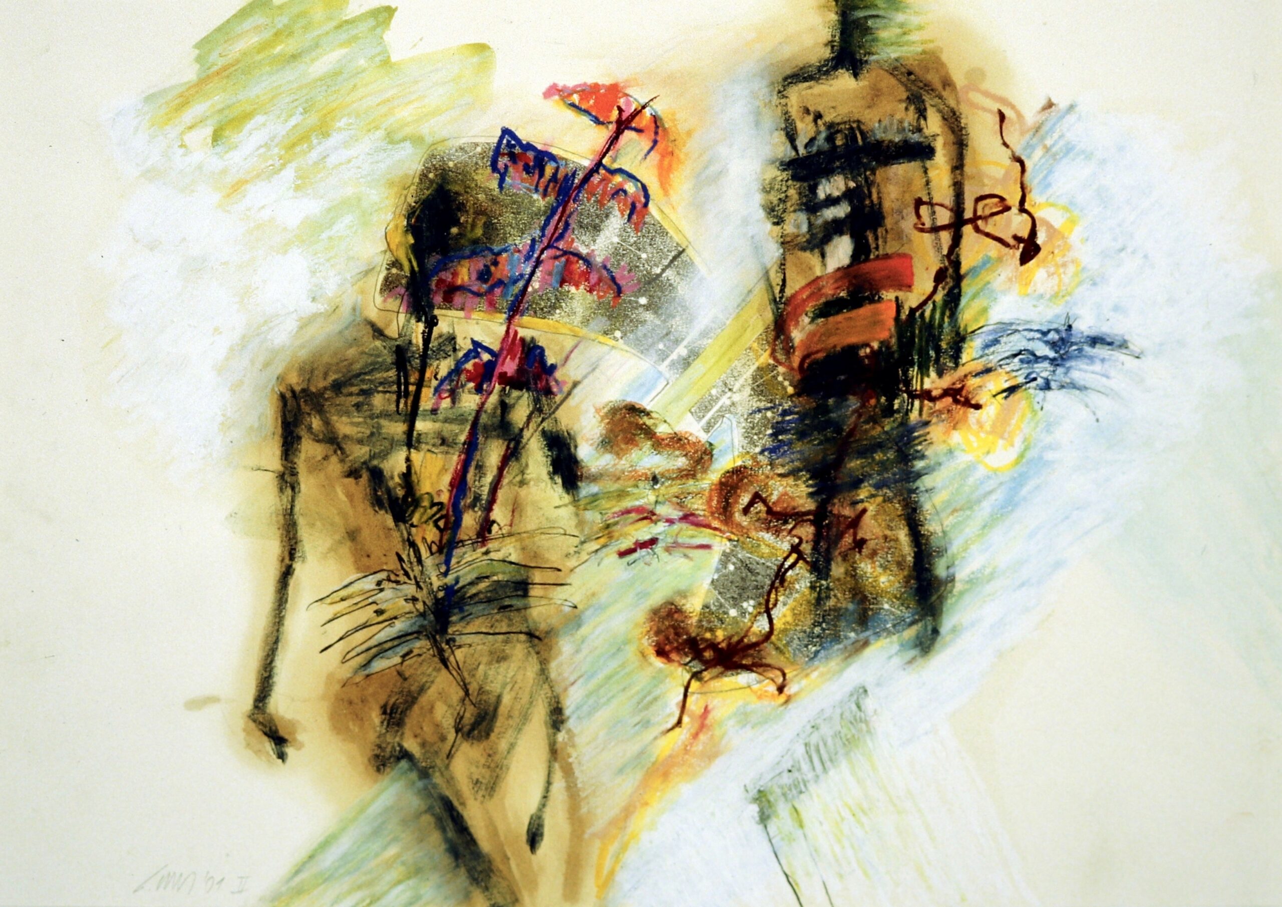 come fare II, Verschiedene Materialien auf Papier, 43 x 61 cm, 2002, Erwin Holl
