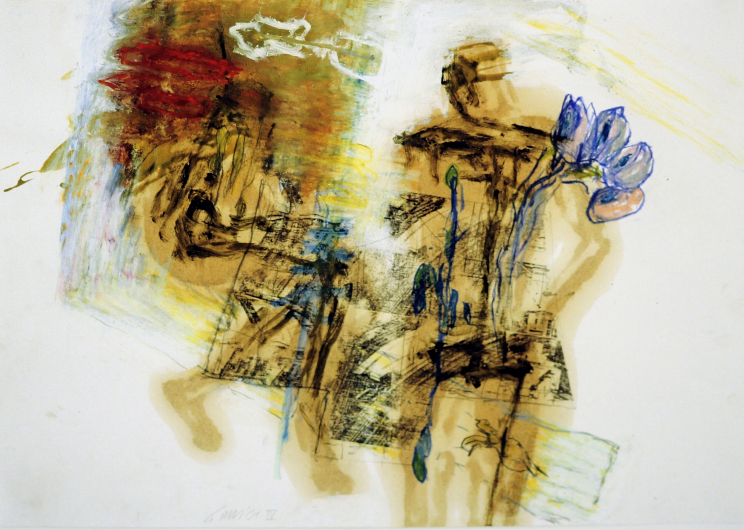 come fare IV, Verschiedene Materialien auf Papier, 43 x 61 cm, 2002, Erwin Holl