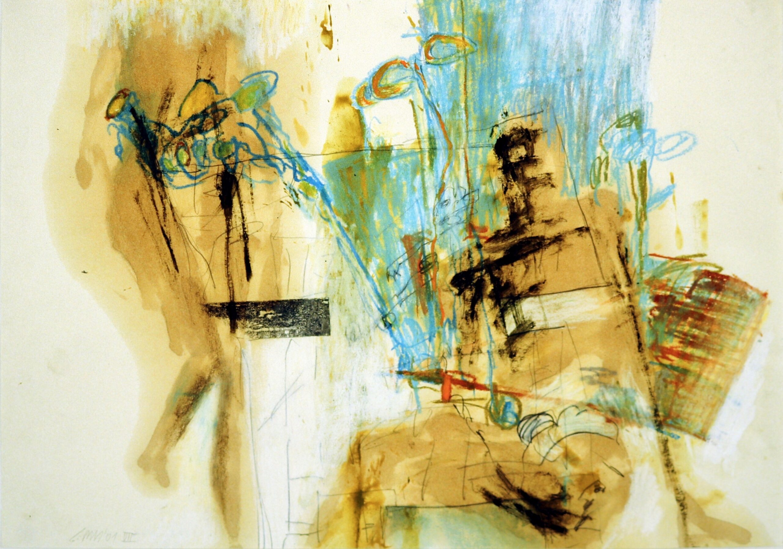 come fare VII, Verschiedene Materialien auf Papier, 43 x 61 cm, 2002, Erwin Holl