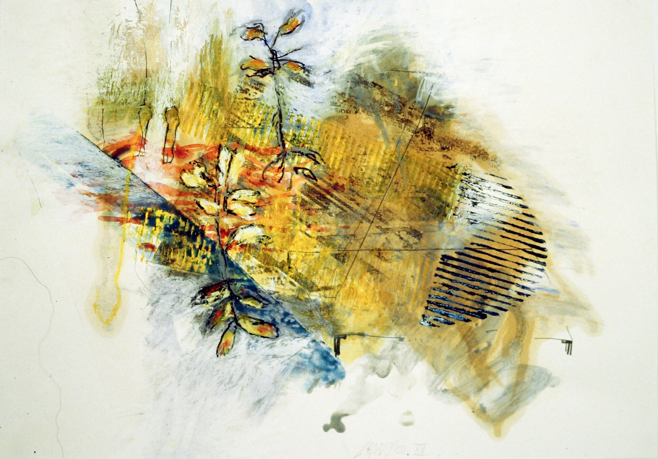 come fare XII, Verschiedene Materialien auf Papier, 43 x 61 cm, 2002, Erwin Holl