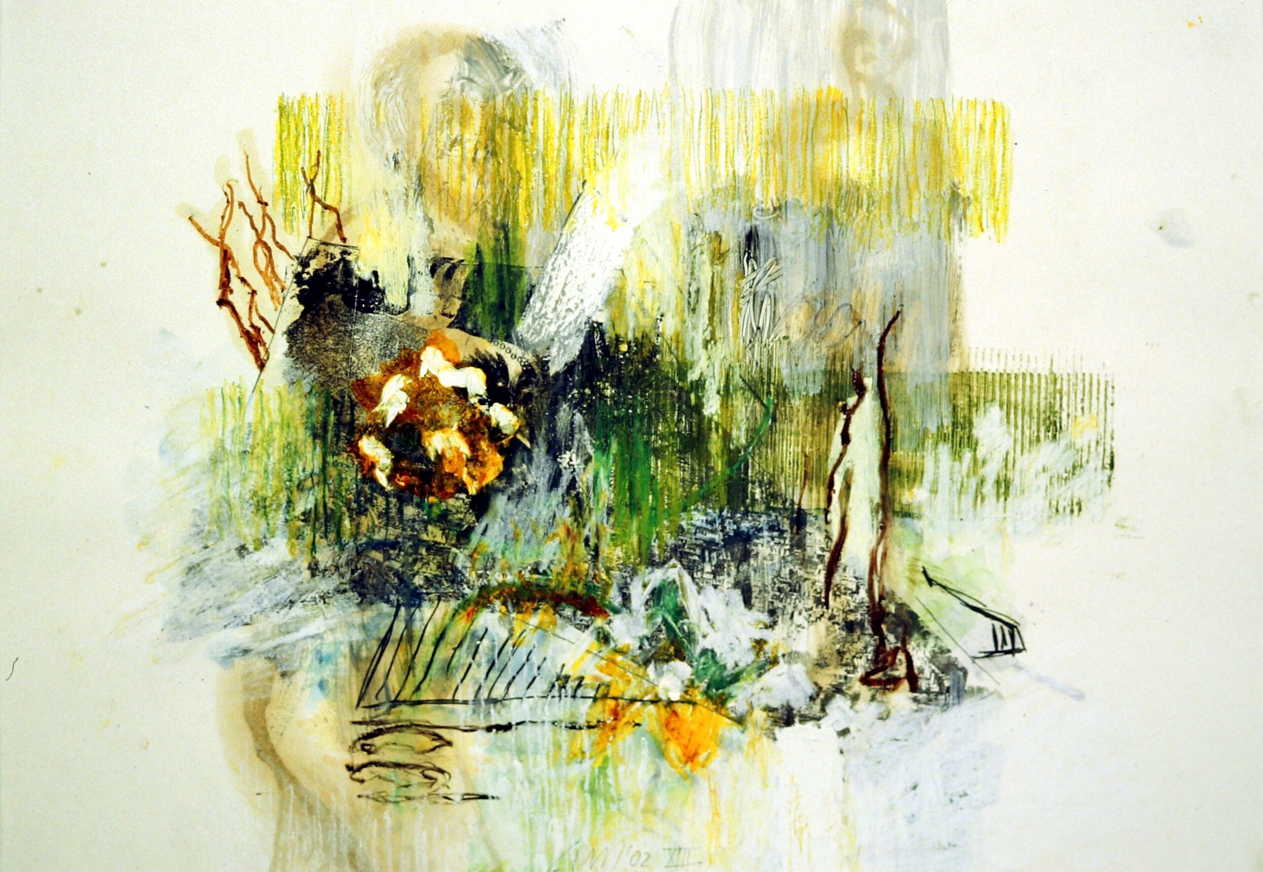 come fare XIII, Verschiedene Materialien auf Papier, 43 x 61 cm, 2002, Erwin Holl