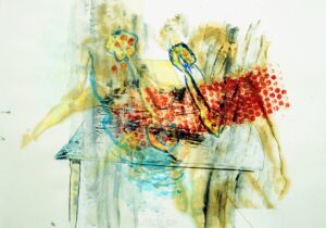 come fare XVIII, Verschiedene Materialien auf Papier, 43 x 61 cm, 2002, Erwin Holl