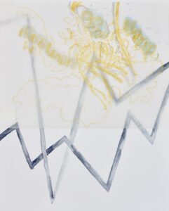 Verflechtung VI, Monotypie und versch. Materialien auf Tansparent-, und Papier, 50 x 40 cm, 2023