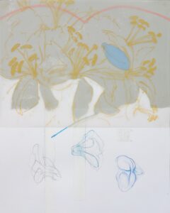 Verflechtung VII, Monotypie und versch. Materialien auf Tansparent-, und Papier, 50 x 40 cm, 2023