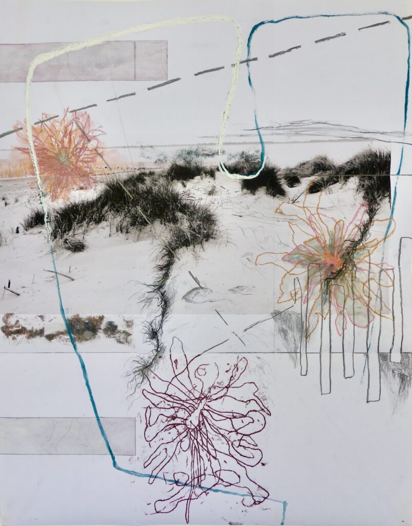 Faltblatt, verschiedene Materialien auf Papier, 95 x 75 cm, 2024