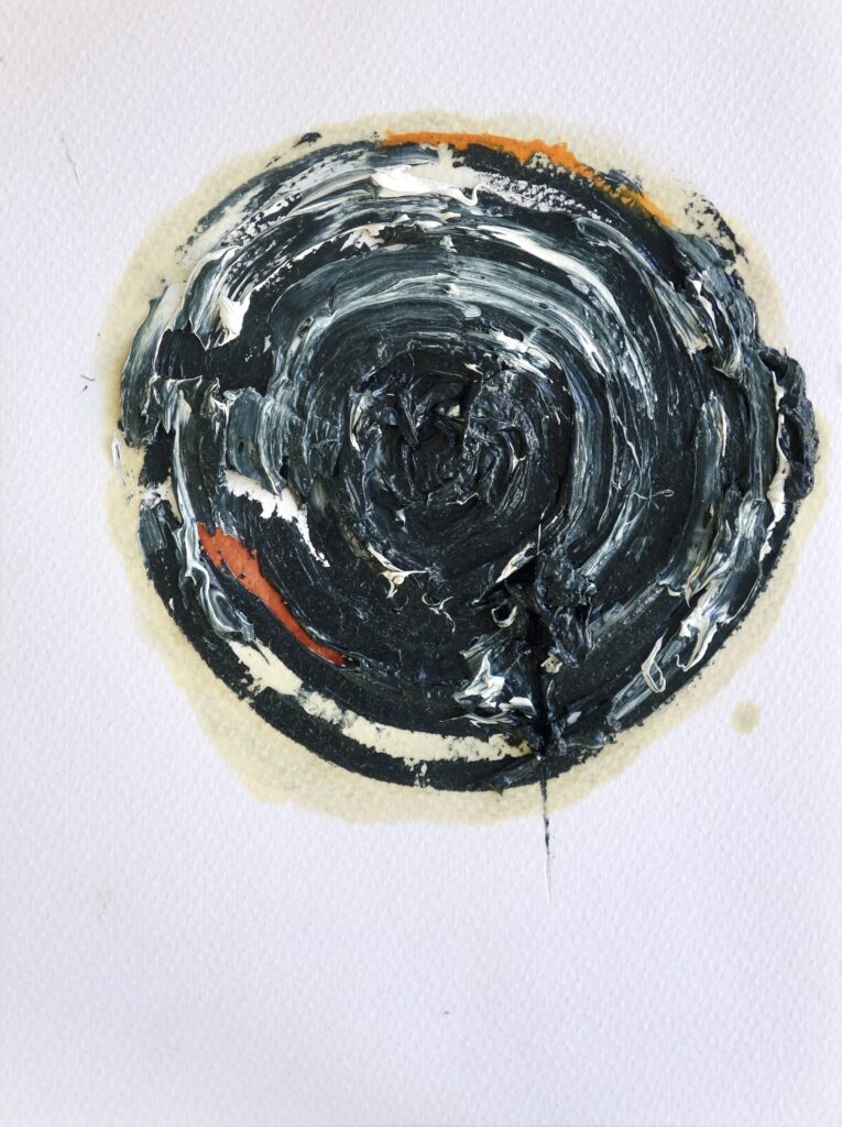 Sequenz 1, Öl, Tusche auf Aquarellpapier (60% Baumwolle, 32 x 24 cm, 2025