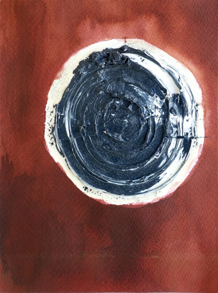 Sequenz D, 2, Öl, Tusche auf Aqarellpapier (60%) Baumwolle, 32 x 24 cm, 2025